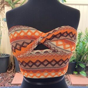 Orange Weaved Patterned $25 Women's Top size S